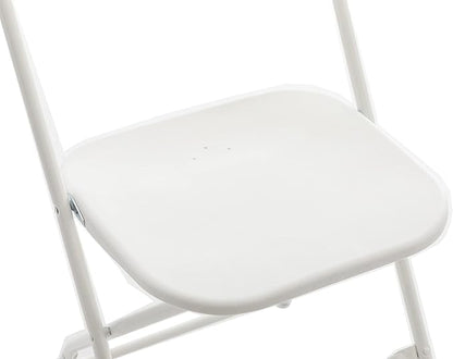 BTEXPERT Set of 4 Pack, White Plastic Folding Chair Steel Frame Commercial High Capacity Event Chair Lightweight Set for Office Wedding Party Picnic Kitchen Dining Church School