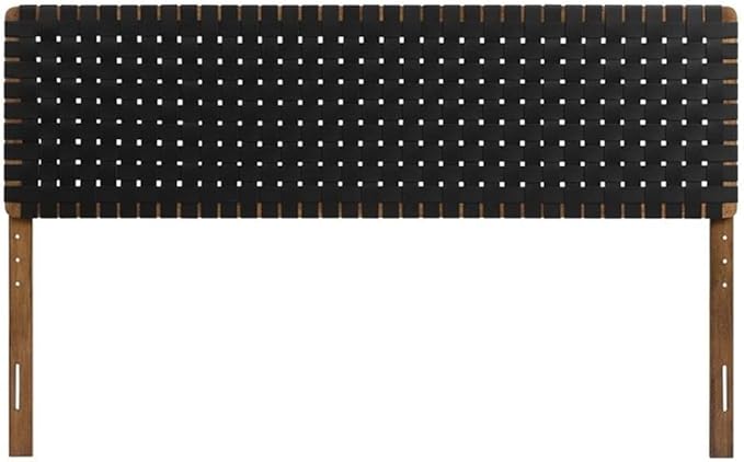 Pemberly Row Weave Vegan Leather King Headboard in Walnut Black