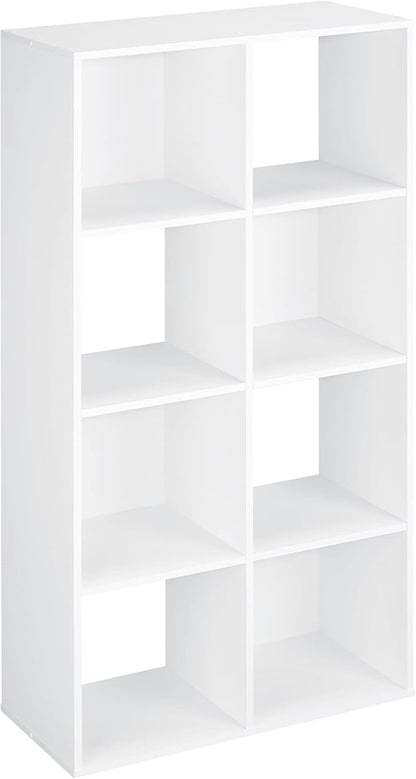 ClosetMaid Cubeicals 8 Cube Storage Shelf Organizer Bookshelf Stackable, Vertical or Horizontal, Easy Assembly, Wood, White