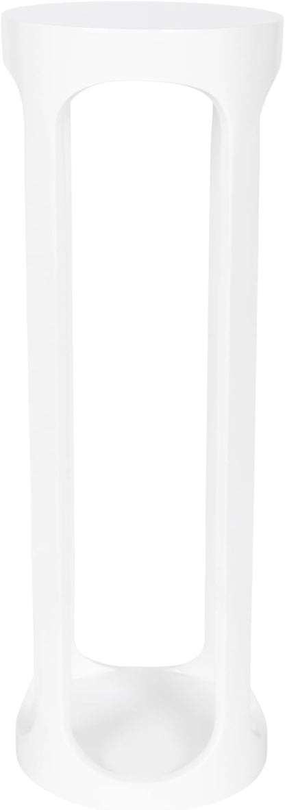 Kate and Laurel Dahl Modern Wooden Round Drink Table, 8 x 8 x 23, White, Transitional Circle Accent Pedestal Table for Living Room Plant Stand Indoors or Mini Bedroom Nightstand