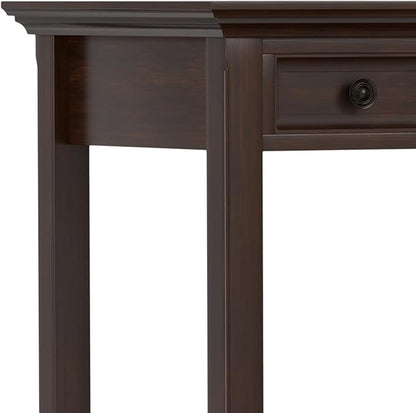 SIMPLIHOME Amherst Desk - 54-Inch Wide Solid Wood Writing Desk in Russet Brown, Transitional Home Office Computer Table for Workspace or Study with 2 Drawers and Flip-Down Keyboard Tray