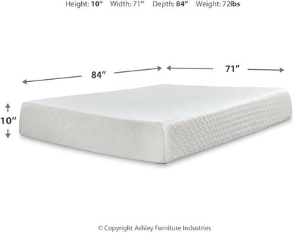 Signature Design by Ashley California King Size Chime 10 Inch Medium Firm Memory Foam Mattresswith Green Tea & Charcoal Gel for Pressure Relief, Fiberglass Free, Mattress In A Box