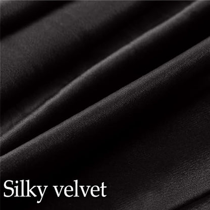 lalaLOOM Velvet Throw Pillow Covers, Set of 2, 24x24 Decorative Square Pillows Home Decor, Soft Accent Cases, Silky Machine Washable Pillowcases for Sofa, Couch, Bedroom, Living Room, Jet Black