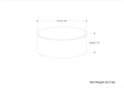SIMPLIHOME Millbury Drum Coffee Table - 36 inch Wide Solid Mango Wood Round Living Room Table in Walnut Brown, Contemporary Cocktail Table for Family Room or Lounge with Large Surface, Assembled