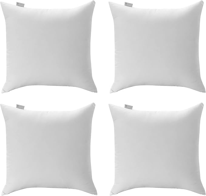 Acanva 24x24 Throw Pillow Inserts Set of 2, Premium Polyester Fiber Fill Square Sham Stuffer Cushion for Sofa, Bed, Couch and Chair, Machine Washable, 24x24 Inch(for 22x22 Cover), White 2 Count