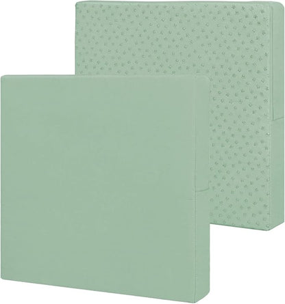 Easy-Going Waterproof Patio Cushion Covers 22x22x4 inch 2 Pack Replacement Non-Slip Outdoor Seat Cushion Slipcover with Zipper. Greyish Green