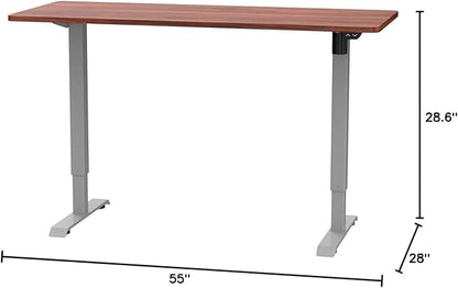 FLEXISPOT EN2 Whole-Piece Standing Desk with Clamp Power Strip, 60 x 24 Electric Stand Up Height Adjustable Desk with Cable Management (Gray Frame + 60" Mahogany Top, 2 Packages)