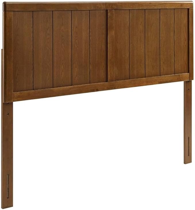 Pemberly Row Queen Modern Rubberwood and MDF Headboard in Walnut