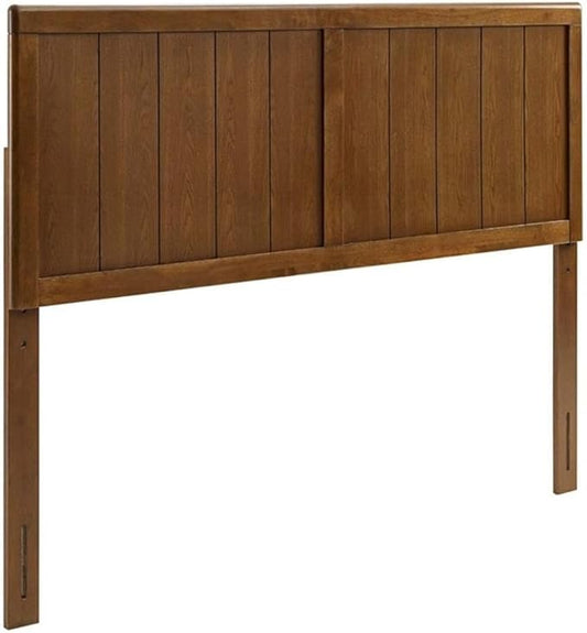 Pemberly Row Queen Modern Rubberwood and MDF Headboard in Walnut