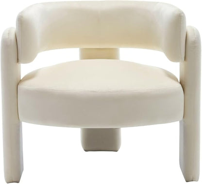 Set of 2 Accent Chairs with Arms, Upholstered Barrel Armchair with Curved Back, Comfy Single Side Chair for Reading, Living Room, Home Office, Beige