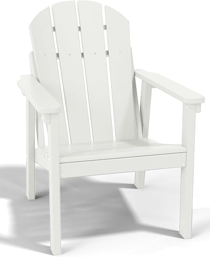 Adirondack Chair, All Weather HDPE Fire Pit Chairs, Oversized Plastic Adirondack Chair for Outdoor, Balcony, Deck, Backyard, Patio, Garden, Poolside, Lawn White