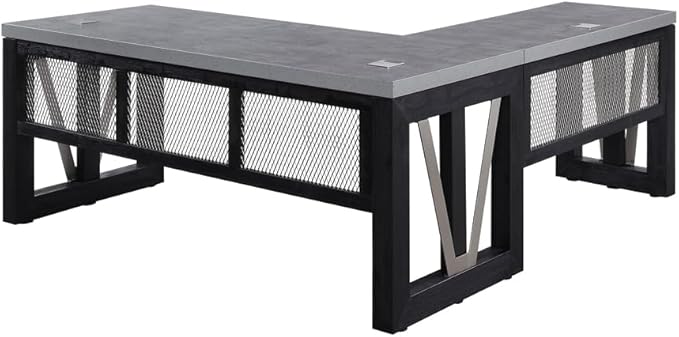 NBF Reversible L-Shaped Executive Office Desk - Height Adjustable Electric Standing Computer Desk with Steel Frame - Modern Desk with Grommet Holes - 78" D x 49.5" H Work Desk for Home (Black, Tan)