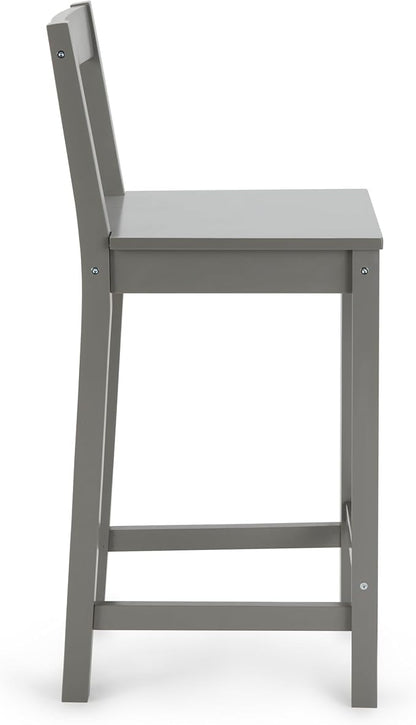 Amazon Basics Wooden Bar Stool with Backrest 24", Grey, Set of 2