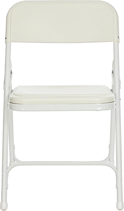 OEF Furnishings OEF800 Series Premium Heavy-Duty Plastic Folding Chairs, Lightweight, Durable Seating for Indoor and Outdoor Use, 500 lb Capacity (4-Pack, Ivory Plastic with White Frame)