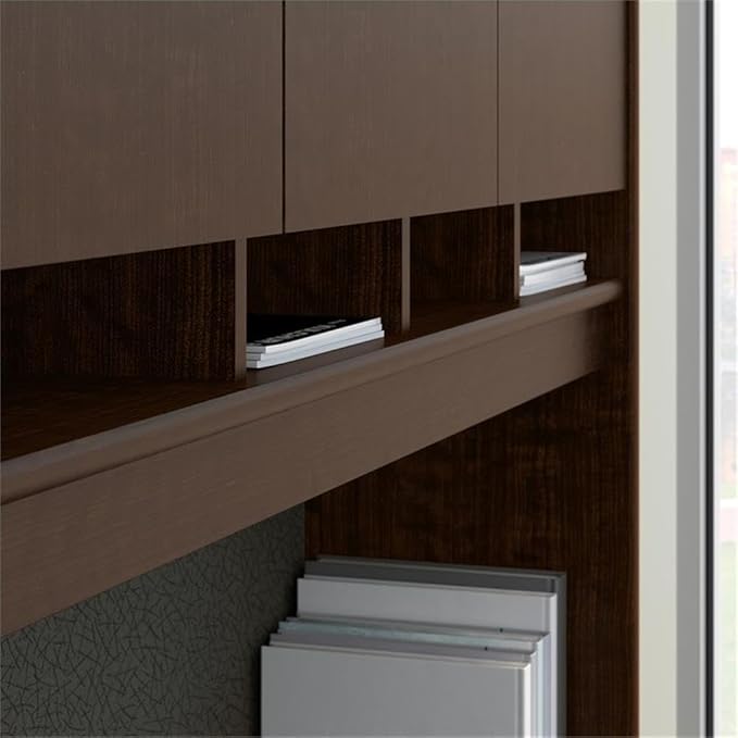 UrbanPro U-Shaped Engineered Wood Storage Desk with Hutch in Mocha Cherry