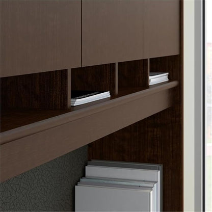 UrbanPro U-Shaped Engineered Wood Storage Desk with Hutch in Mocha Cherry