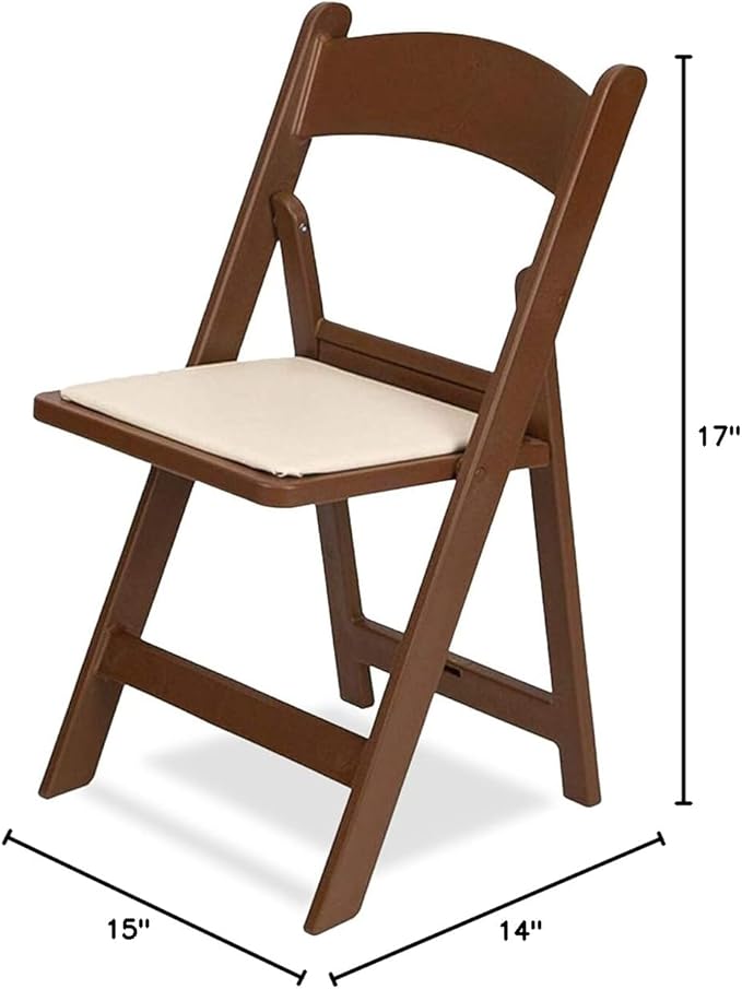 EventStable Titan PRO Resin Folding Chair - Brown with Ivory Indoor/Outdoor Lightweight Foldable Chair - Vinyl Padded Folding Chair for Weddings Parties Events - 100 Pack