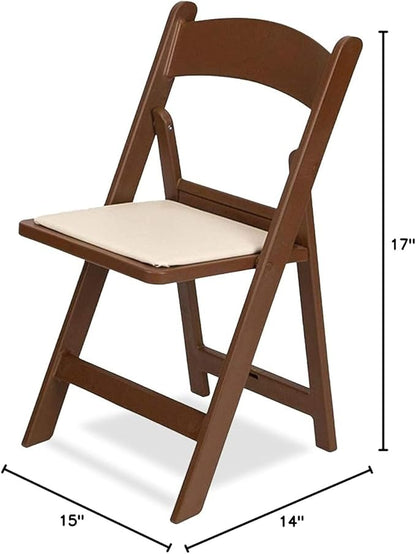EventStable Titan PRO Resin Folding Chair - Brown with Ivory Indoor/Outdoor Lightweight Foldable Chair - Vinyl Padded Folding Chair for Weddings Parties Events - 100 Pack