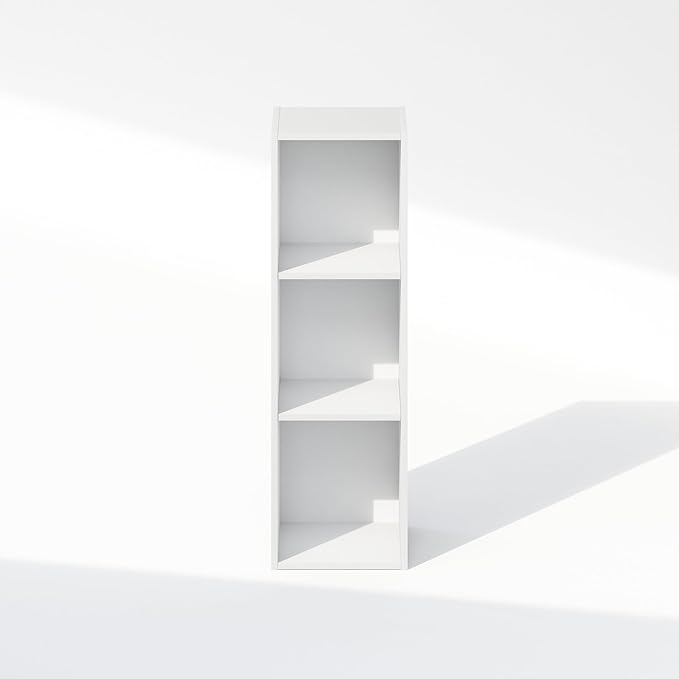 Furinno Reed 3-Tier Closet Organizers and Storage, Closet Organizer, Open Shelf Closet Storage, for Wardrobe, Bedroom, Living Room, 10-Inch Width, White