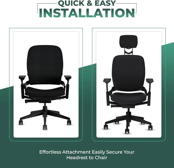 OFFICE LOGIX SHOP Leap V2 Chair with Headrest Bundle (Fabric, Black)