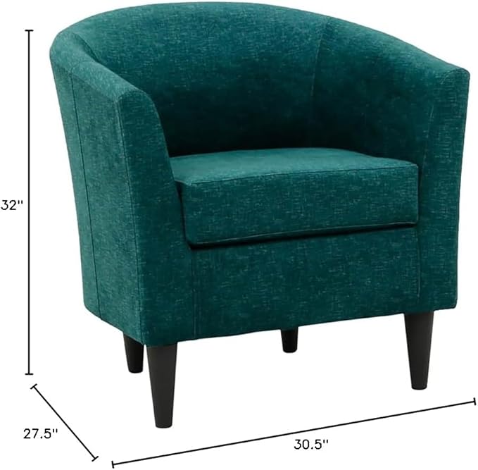 Pemberly Row 17.5" Traditional Polyester Fabric Club Chair in Teal