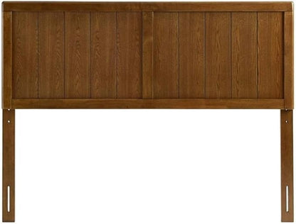 Pemberly Row King Modern Rubberwood and MDF Headboard in Walnut
