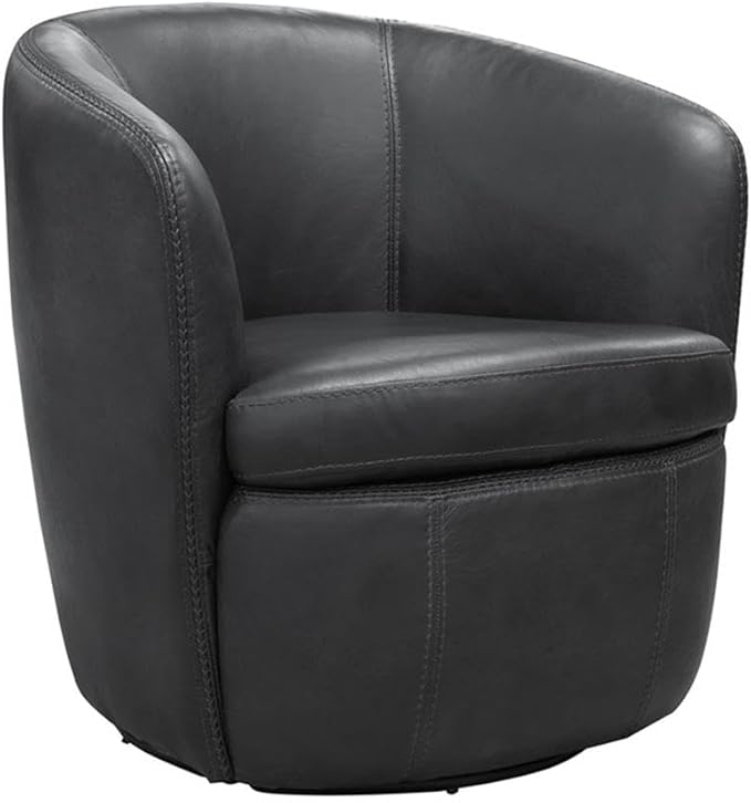 Pemberly Row Vintage Slate All Italian Leather Swivel Club Chair