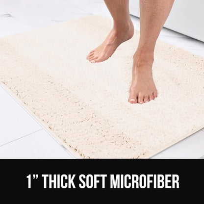 GORILLA GRIP Ultra Soft Plush Bathroom Rugs with Textured Rubber Backing, 40 x 24 Absorbent Quick Dry Bath Mat, Machine Washable Shower Mats, Home Décor Accessories Bathmat Rug Essentials, Ivory