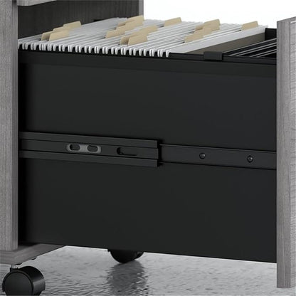 Pemberly Row Engineered Wood 72W L Shaped Desk with Mobile File Cabinet in Gray