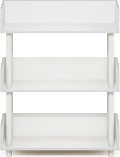 Furinno Turn-N-Tube 3-Tier Display Shelf, Storage Shelves, Book Shelf, Open Shelves with Rounded Corner Top Edges, for Organization and Storage, Living Room, Home Office, White
