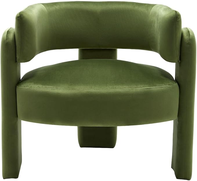 Set of 2 Accent Chairs with Arms, Upholstered Barrel Armchair with Curved Back, Comfy Single Side Chair for Reading, Living Room, Home Office, Green