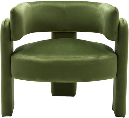 Set of 2 Accent Chairs with Arms, Upholstered Barrel Armchair with Curved Back, Comfy Single Side Chair for Reading, Living Room, Home Office, Green