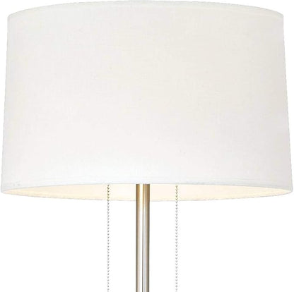 Possini Euro Design Simplicity Modern Minimalist Floor Standing Lamp 59" Tall Brushed Nickel Silver Metal Off White Tapered Drum Shade Decor for Living Room Reading House Bedroom Home