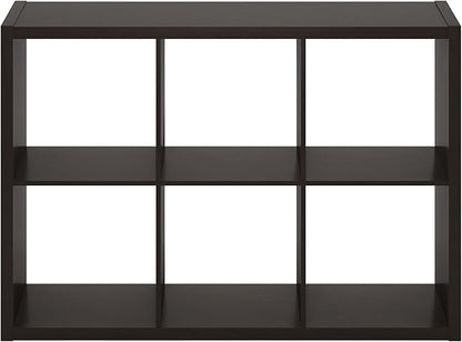 Furinno CUBICLE Book Shelf, 6-Cube Thick Frame Bookshelf, Horizontally & Vertically Reversible Bookcase with Open Back, 14.6 x 43.8 x 30, for Living Room, Bedroom, Home Office, Black Dark Oak