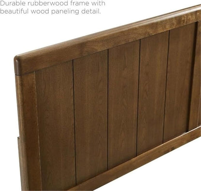 Pemberly Row King Modern Rubberwood and MDF Headboard in Walnut