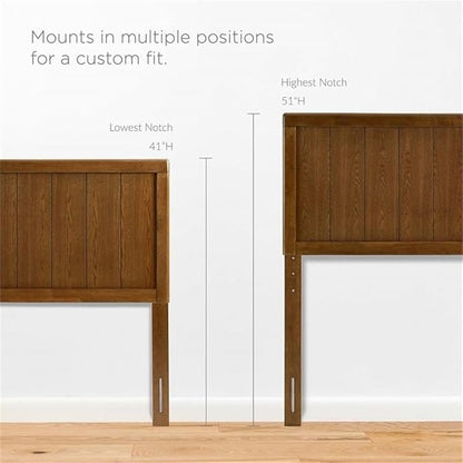 Pemberly Row Queen Modern Rubberwood and MDF Headboard in Walnut