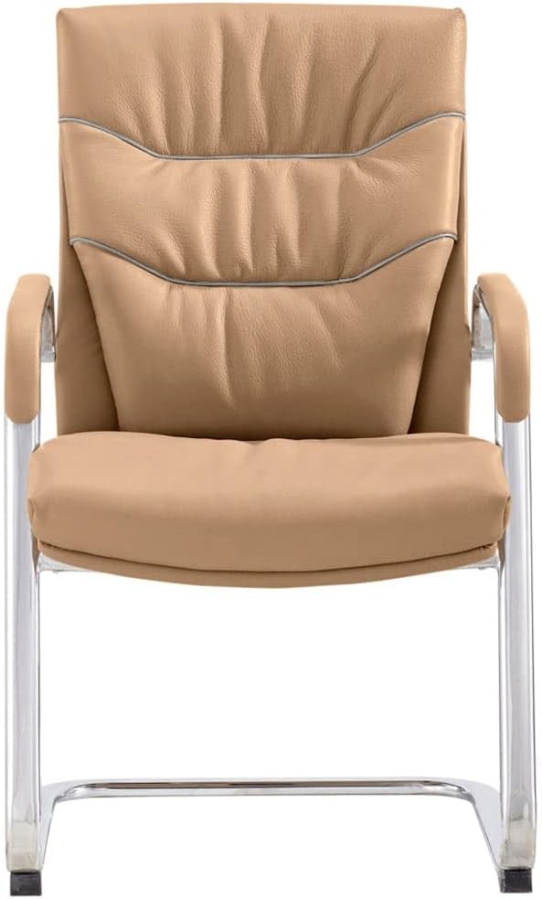 ZURI Modern Carnegie Leather and Chrome Side Chair with Aluminum Base - Beige