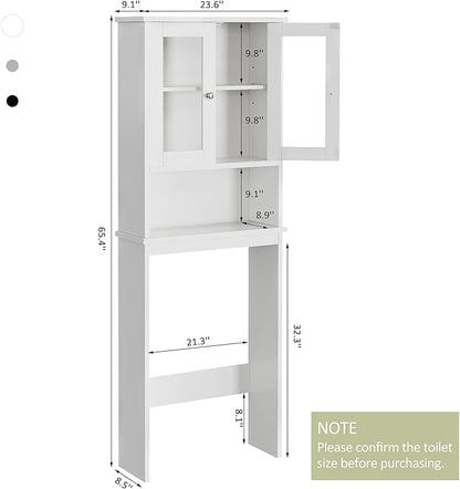 Meilocar Over The Toilet Storage Cabinet, Bathroom Storage Cabinet Over Toilet, Space Saver W/Adjustable Shelf & Open Shelf, White