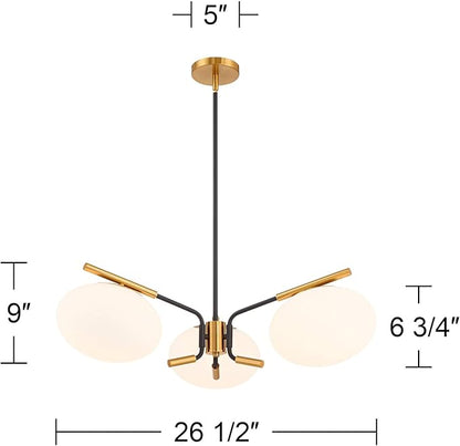 Possini Euro Design Possini Euro Gwynn 26 1/2" Black and Gold 3-Light Modern Chandelier