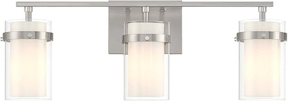 Possini Euro Design Kazran Modern Wall Light Brushed Nickel Slender Hardwire 21 1/4" 3-Light Fixture Frosted White Glass Shade for Bedroom Bathroom Bedside Vanity Living Room Mirror Hallway Dining