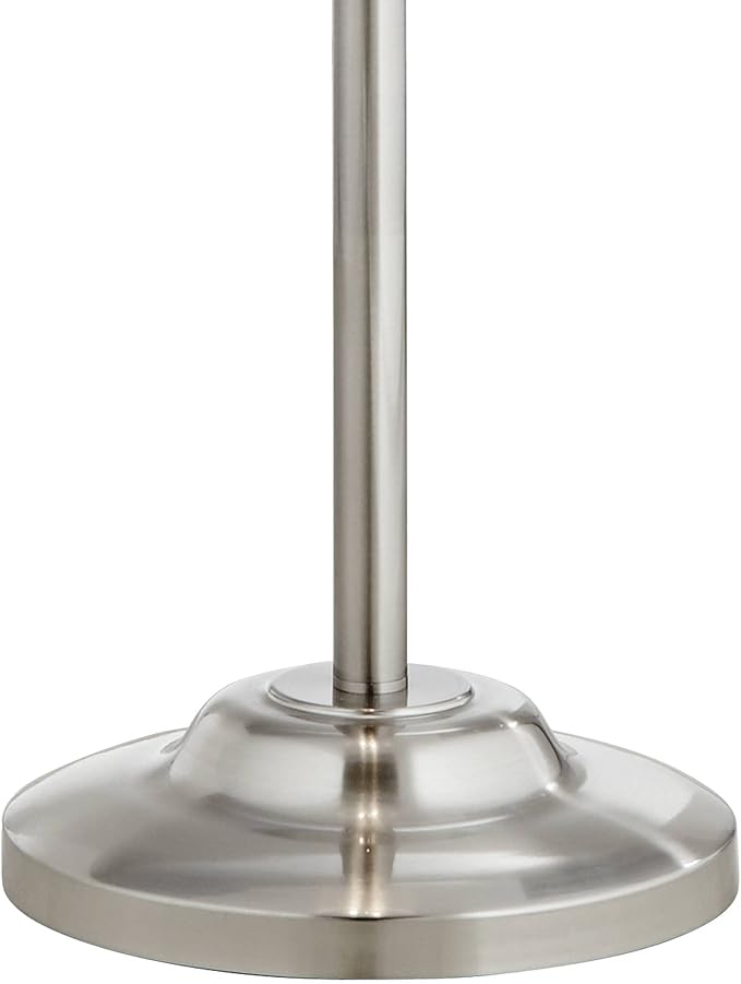 Possini Euro Design Roxie Modern Standing Floor Lamp 65.5" Tall Brushed Nickel Silver Double Layer Sheer Linen Fabric Drum Shade Decor for Living Room Reading House Bedroom Home