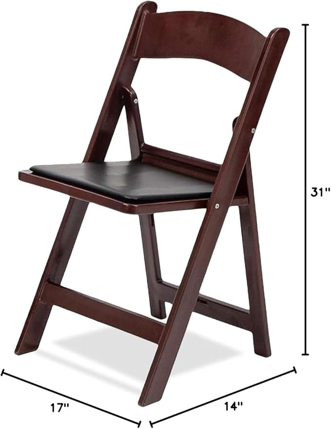 EventStable Titan PRO Resin Folding Chair - Mahogany Indoor/Outdoor Lightweight Folding Chair with Vinyl Padded for Weddings Parties Events - 50 Pack