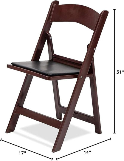EventStable Titan PRO Resin Folding Chair - Mahogany Indoor/Outdoor Lightweight Folding Chair with Vinyl Padded for Weddings Parties Events - 4 Pack