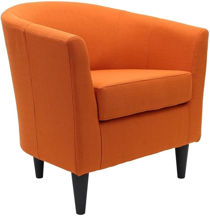 Pemberly Row 17.5" Traditional Fabric Club Chair in Orange Finish