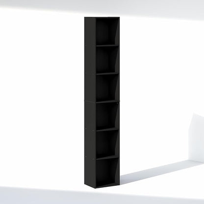 Furinno Cubicle 6-Tier Closet Organizers and Storage, Closet Organizer, Open Shelf Closet Storage, for Wardrobe, Bedroom, Living Room, Blackwood