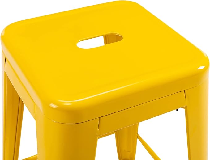 Vogue Furniture Direct 24" High Bar Stools Backless Yellow Metal Barstools Indoor-Outdoor Counter Height Stools with Square Seat, Set of 2 - VF1571019
