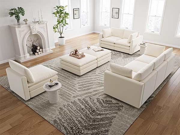 Sectional Couches for Living Room L Shaped Cloud Couch with Ottoman Deep Plush 5 Seats Sofa Modern Sofa for Apartment