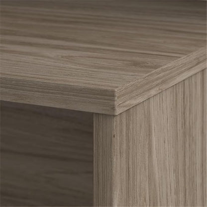 Pemberly Row 72W L Shaped Desk with Drawers in Modern Hickory - Engineered Wood