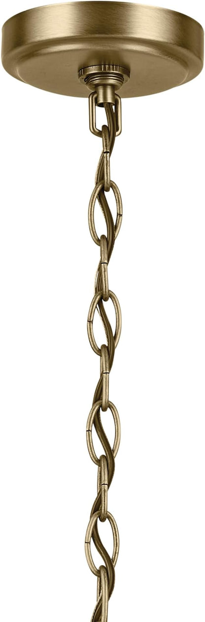 KICHLER Winslow 16.25" 5-Light Chandelier with Clear Seeded Glass in Natural Brass for Kitchen or Dining Area, Luxe Industrial (16.25" x 19.75"), 44030NBR