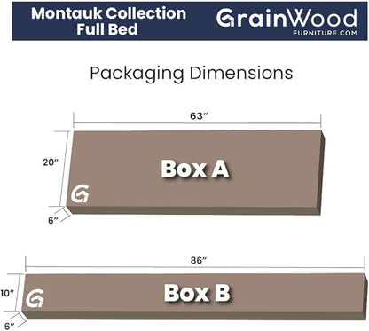 Grain Wood Furniture Montauk Solid Wood Bed, Full Size, Rustic Off-White
